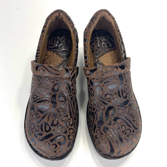 B.O.C Born Concept Nurse Clogs Size 7 Brown Printed Leather Comfort Platform - Picture 3 of 14